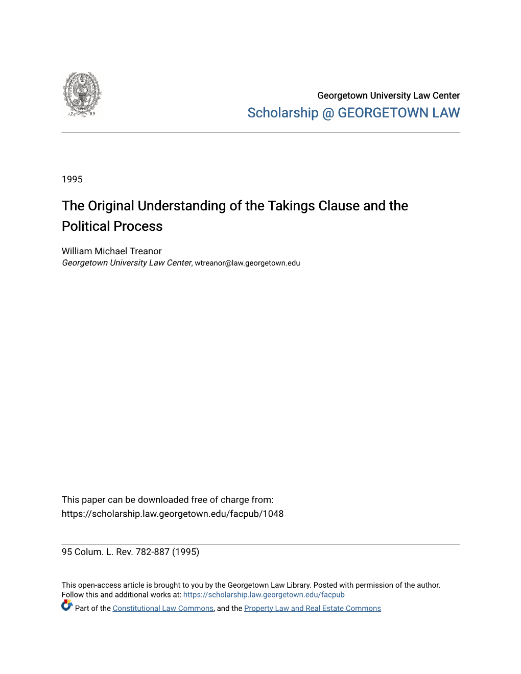 The Original Understanding of the Takings Clause and the Political Process