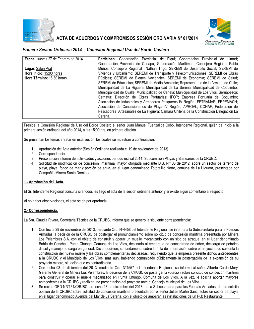 Acta Sesion Subcomision Zonificación Economica