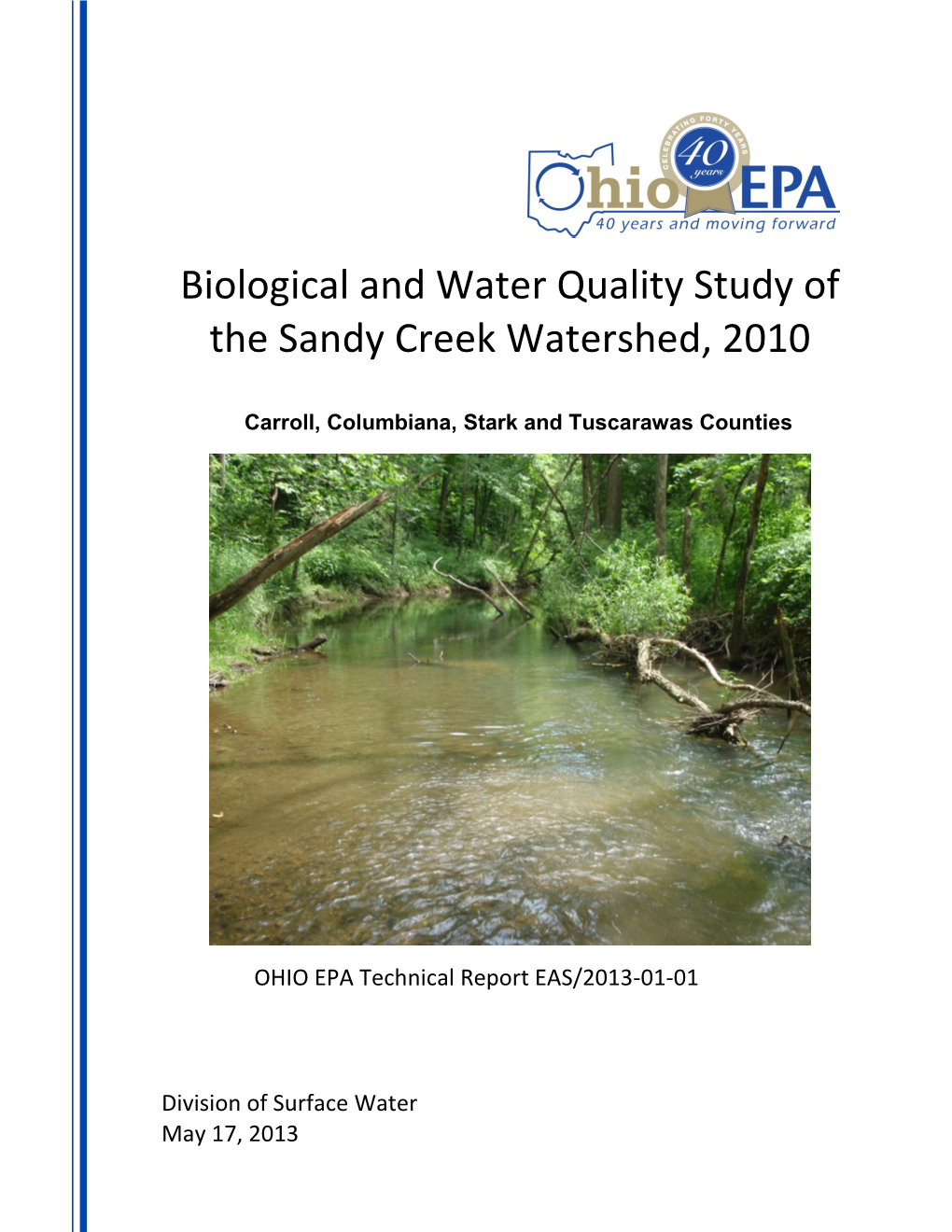 Biological and Water Quality Study of the Sandy Creek Watershed, 2010