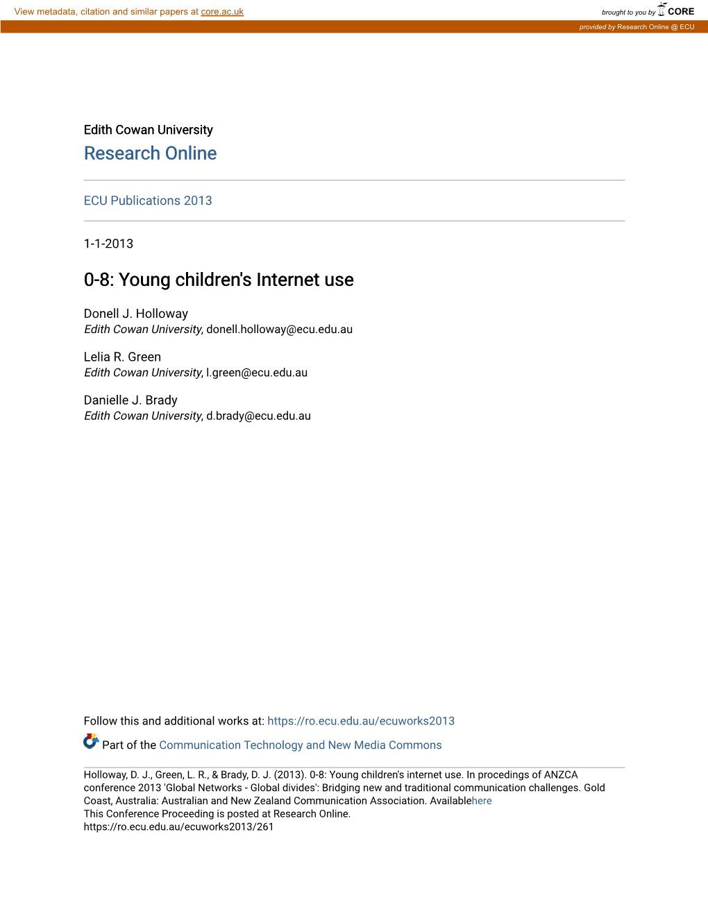 0-8: Young Children's Internet Use