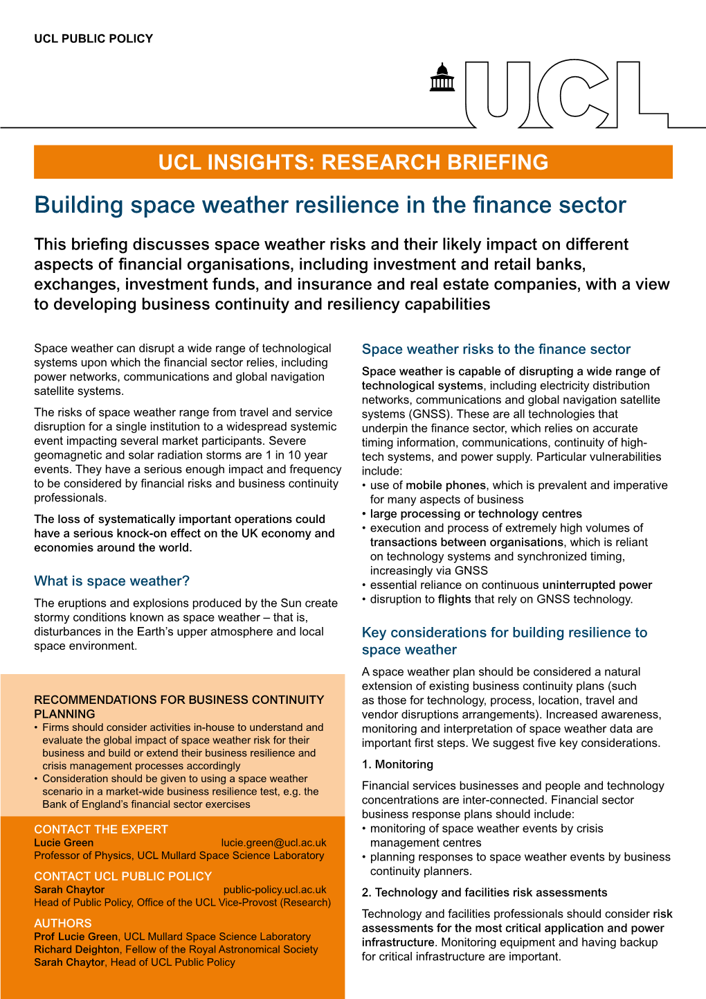 Building Space Weather Resilience in the Finance Sector