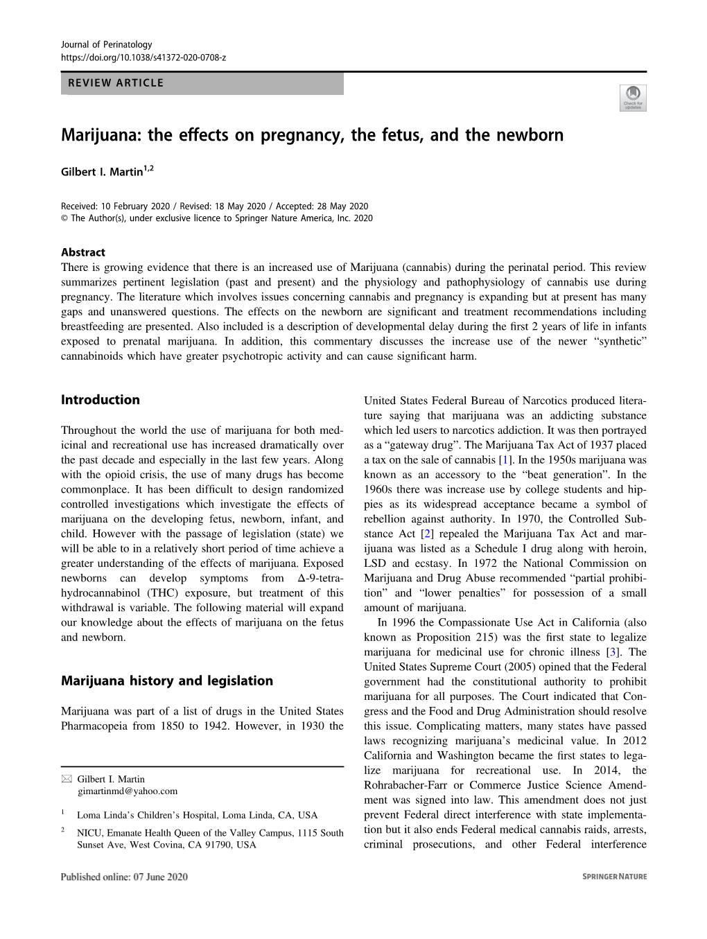Marijuana: the Effects on Pregnancy, the Fetus, and the Newborn
