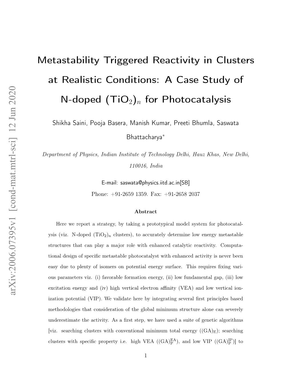 A Case Study of N-Doped (Tio2)N for Photocatalysis