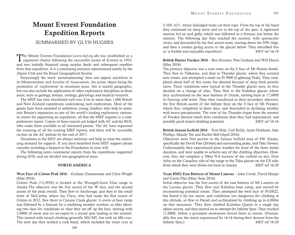 Mount Everest Foundation Reports