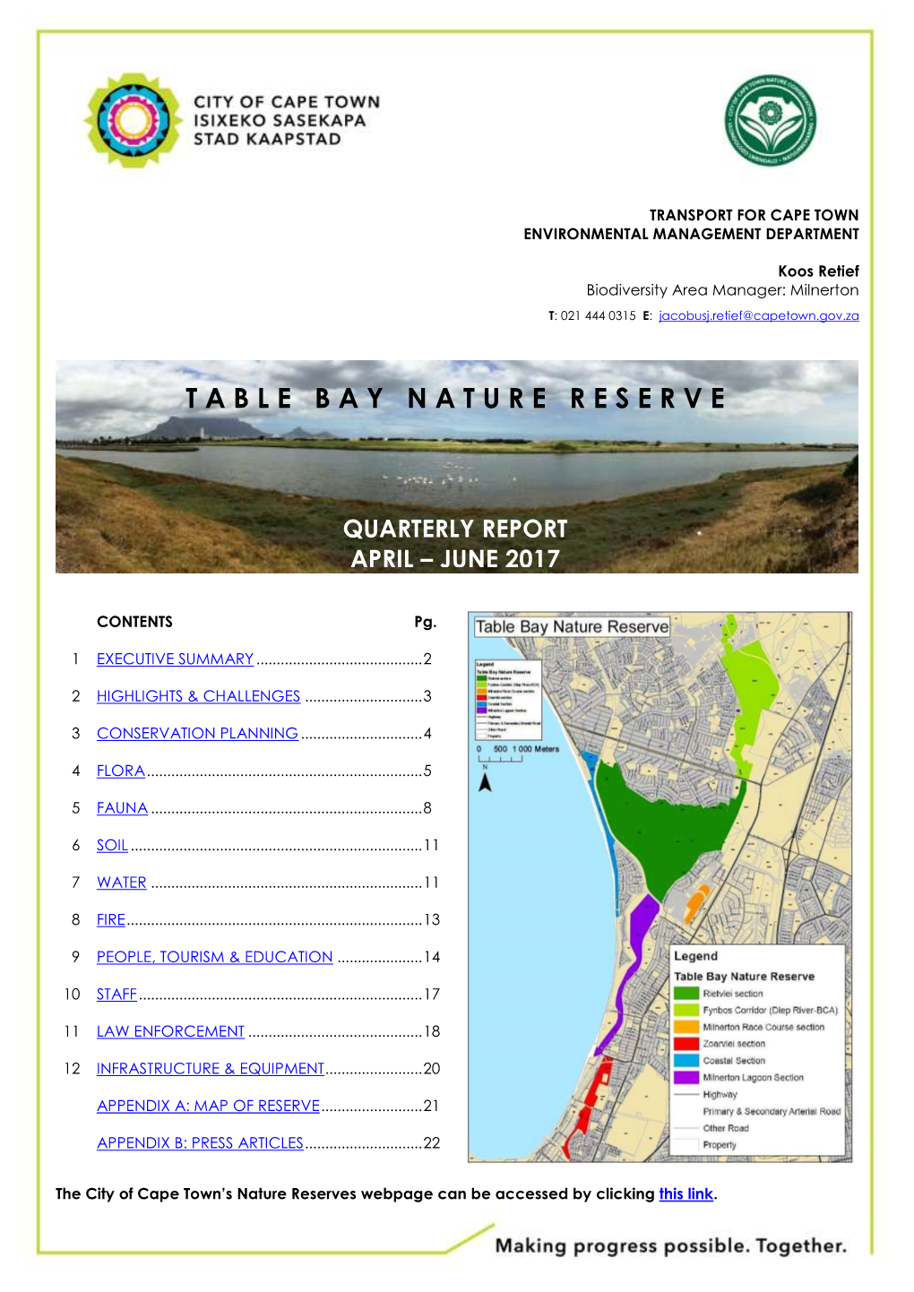 Table Bay Nature Reserve 2Q 2017 Report