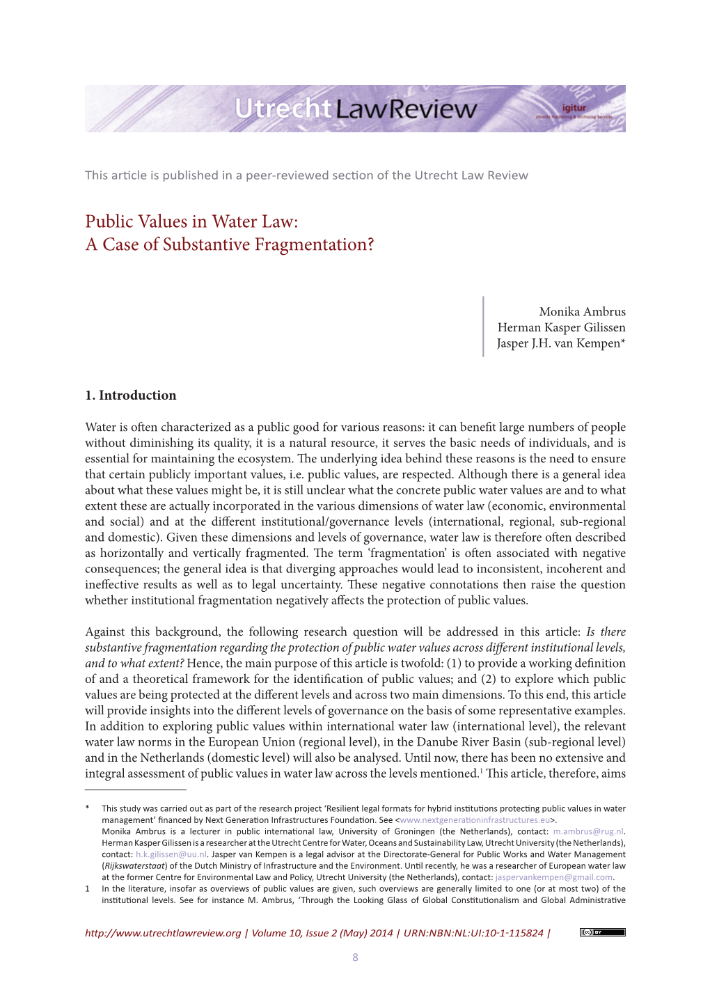 Public Values in Water Law: a Case of Substantive Fragmentation?