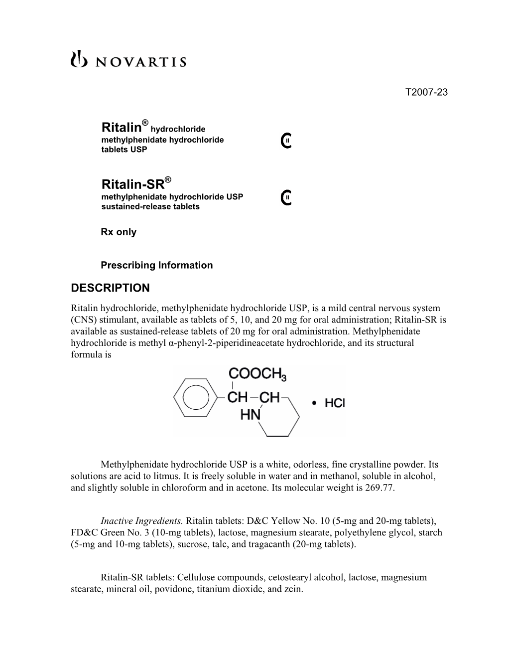 Ritalin Ritalin-SR