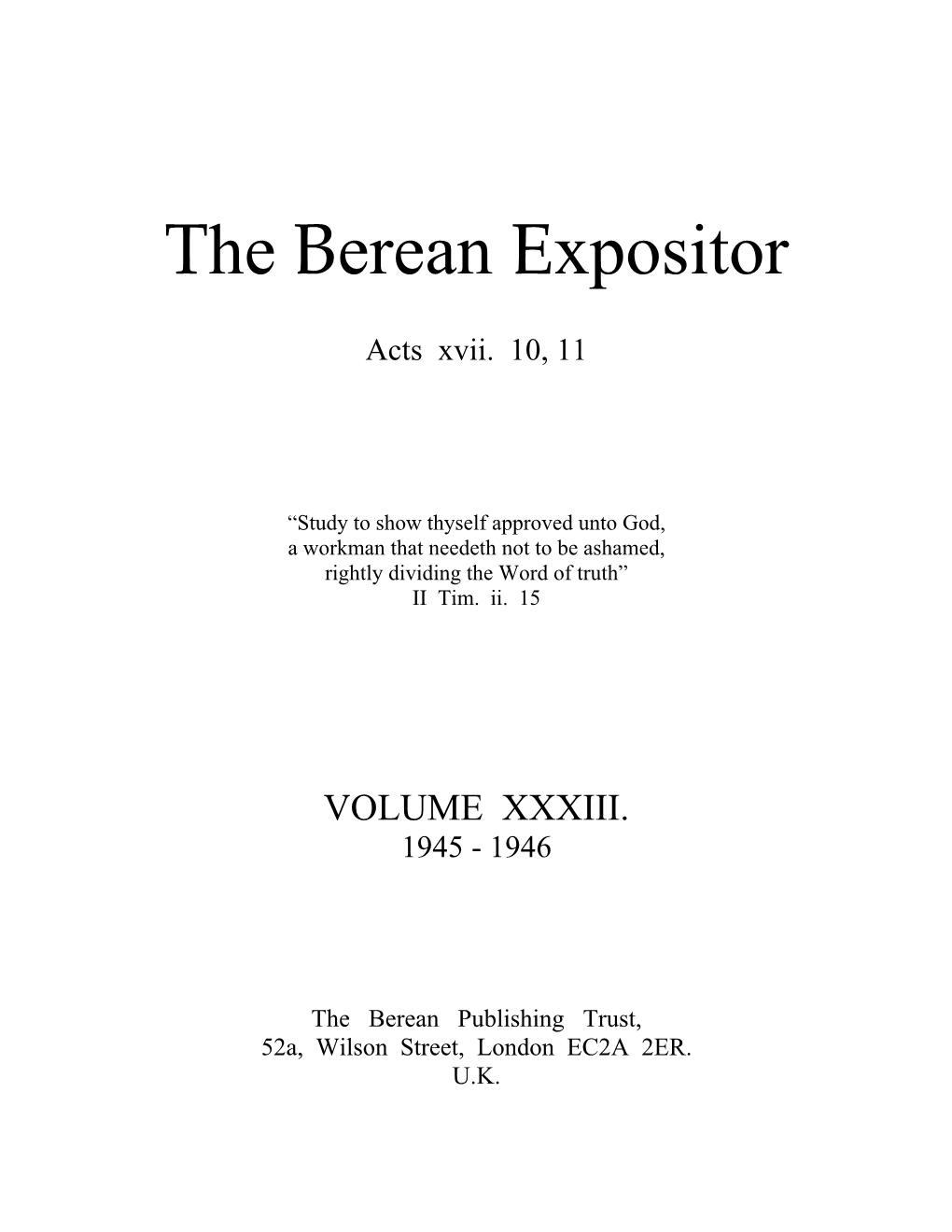 The Berean Expositor