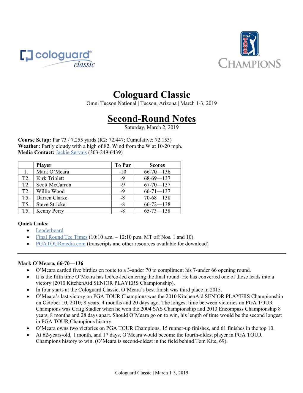Cologuard Classic Second-Round Notes