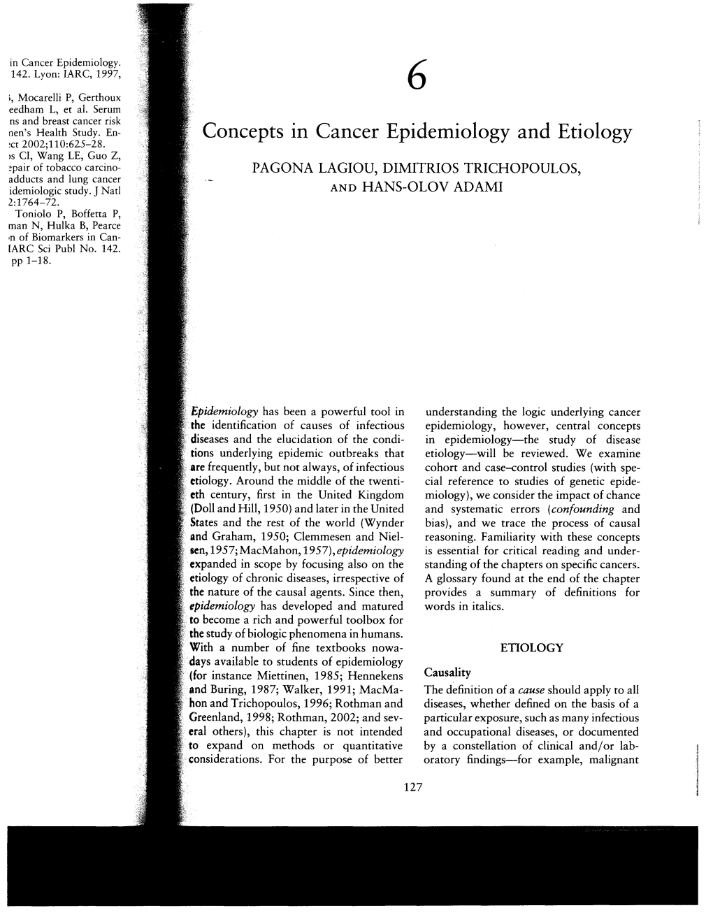 Concepts in Cancer Epidemiology and Etiology 129