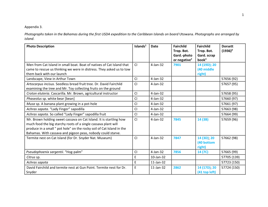 1 Appendix 3. Photographs Taken in the Bahamas During the First USDA