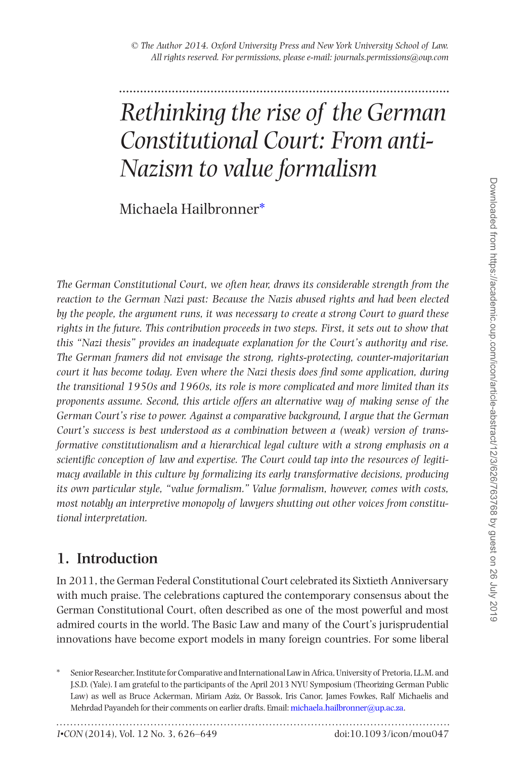 Rethinking the Rise of the German Constitutional Court: from Anti