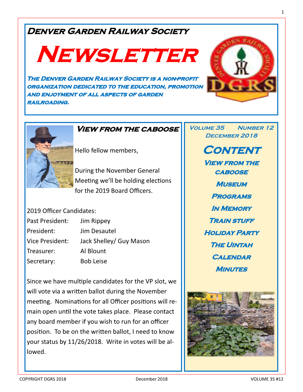 Denver Garden Railway Society Newsletter