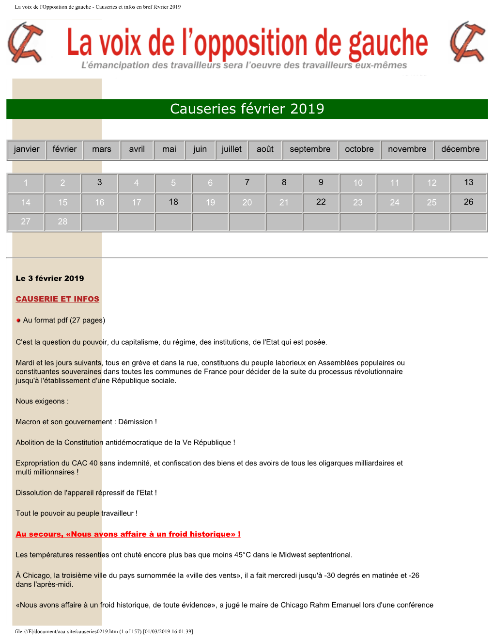 Causeries Et Infos En Bref Février 2019