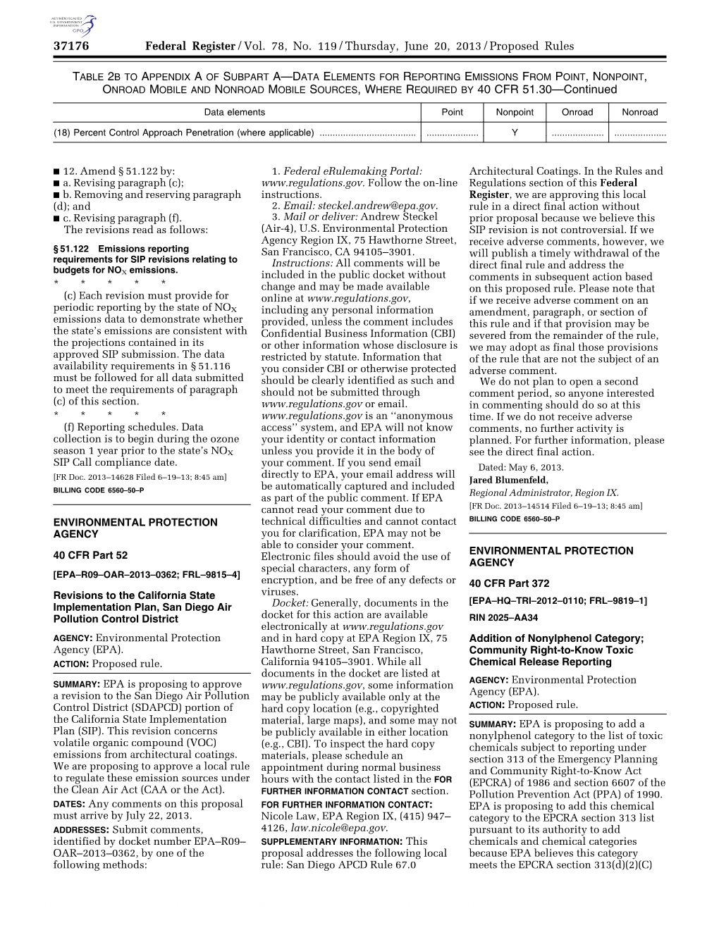 Federal Register/Vol. 78, No. 119/Thursday, June 20, 2013