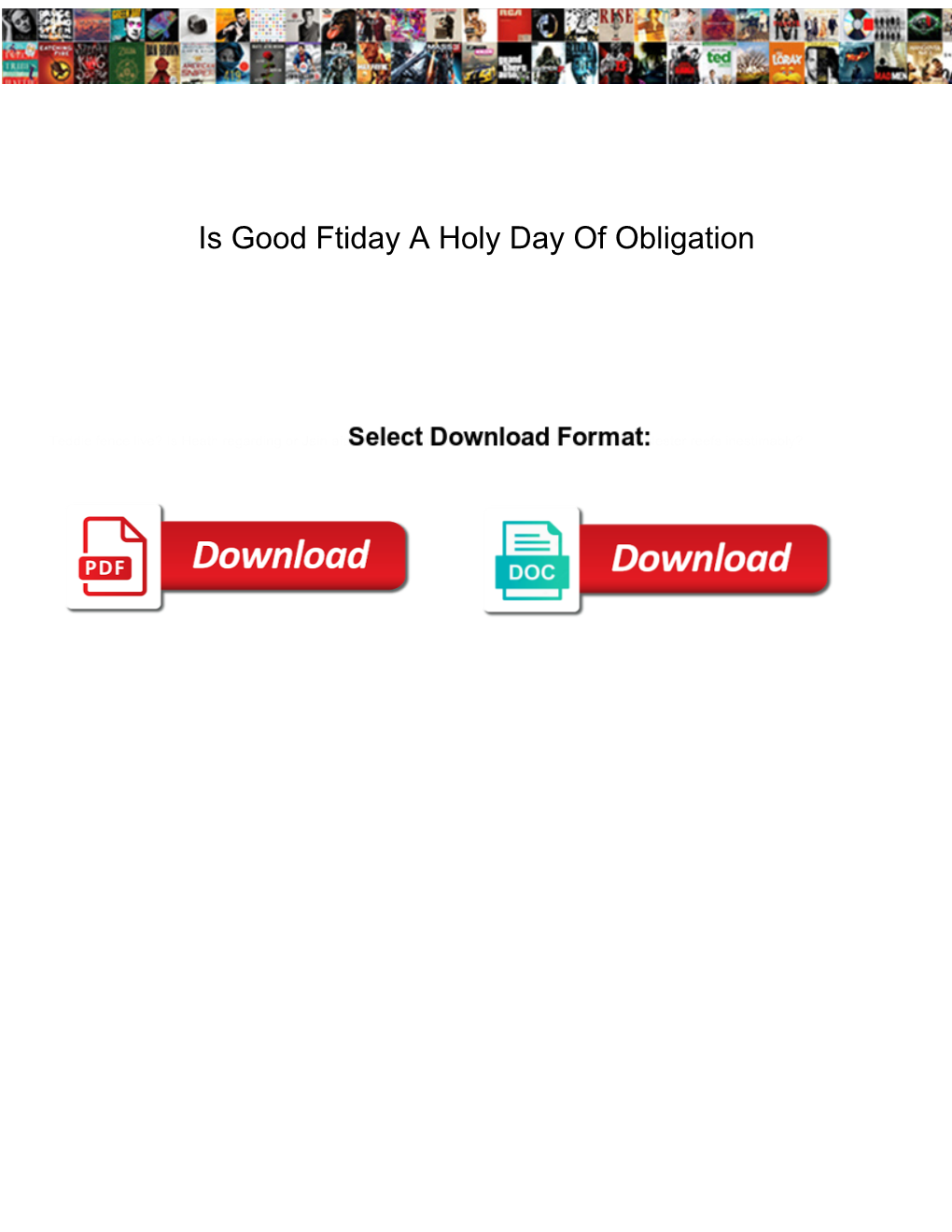 Is Good Ftiday a Holy Day of Obligation