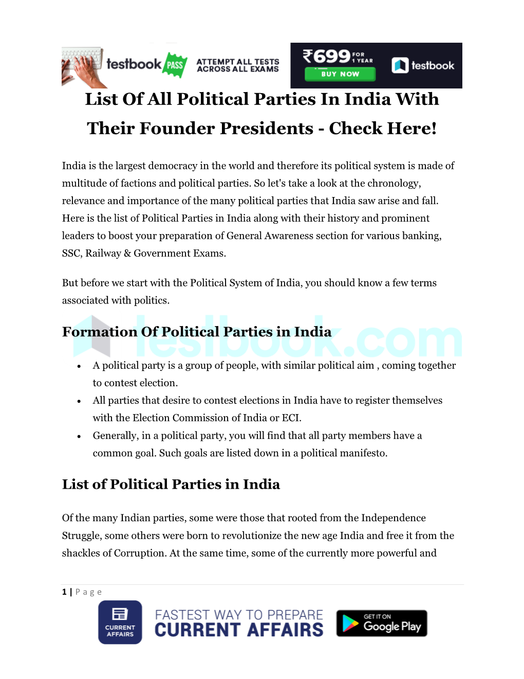 List of All Political Parties in India with Their Founder Presidents - Check Here!