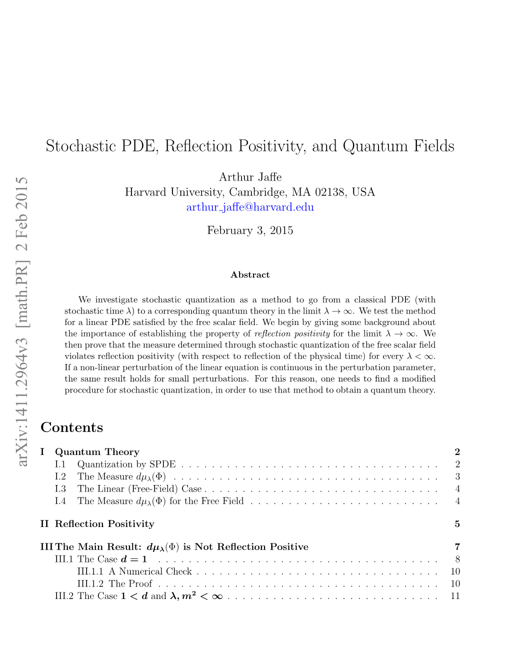 Stochastic PDE, Reflection Positivity, and Quantum Fields Arxiv
