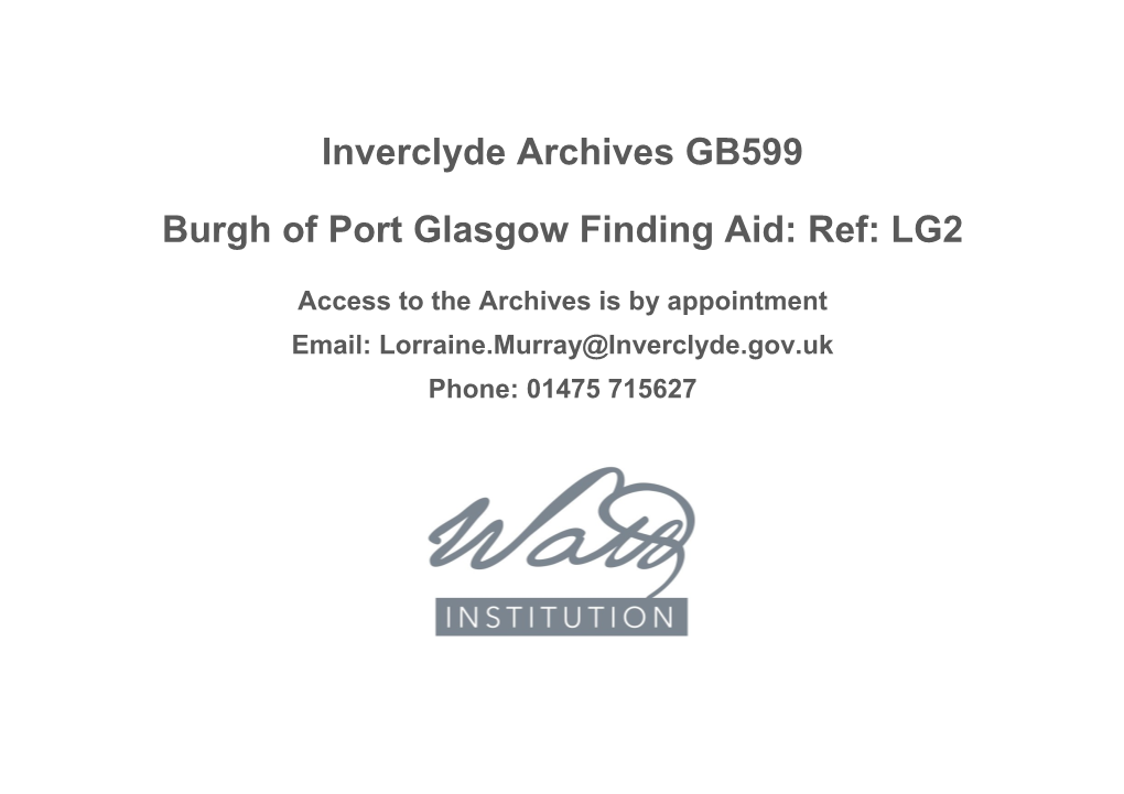 Inverclyde Archives GB599 Burgh of Port Glasgow