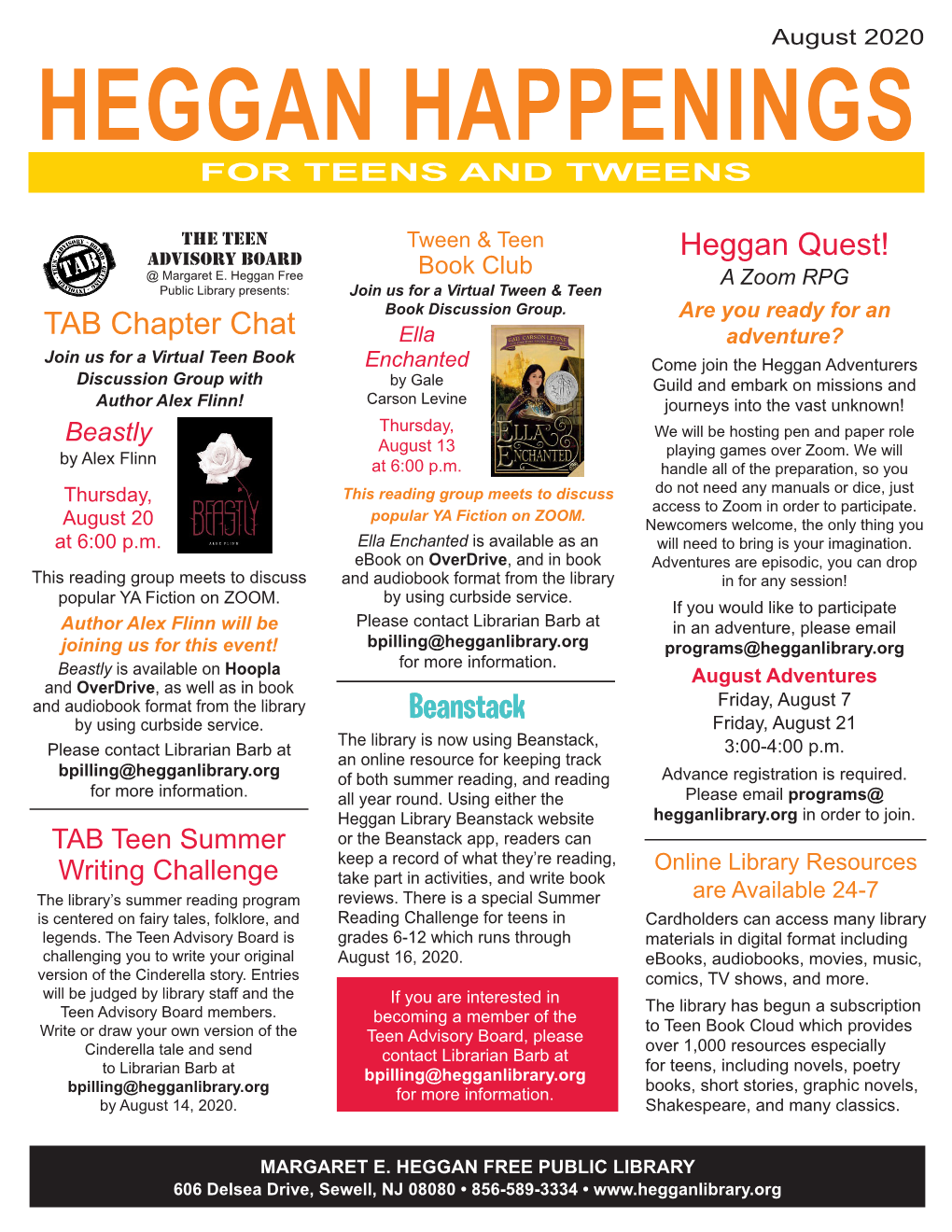 Heggan Happenings for Teens and Tweens