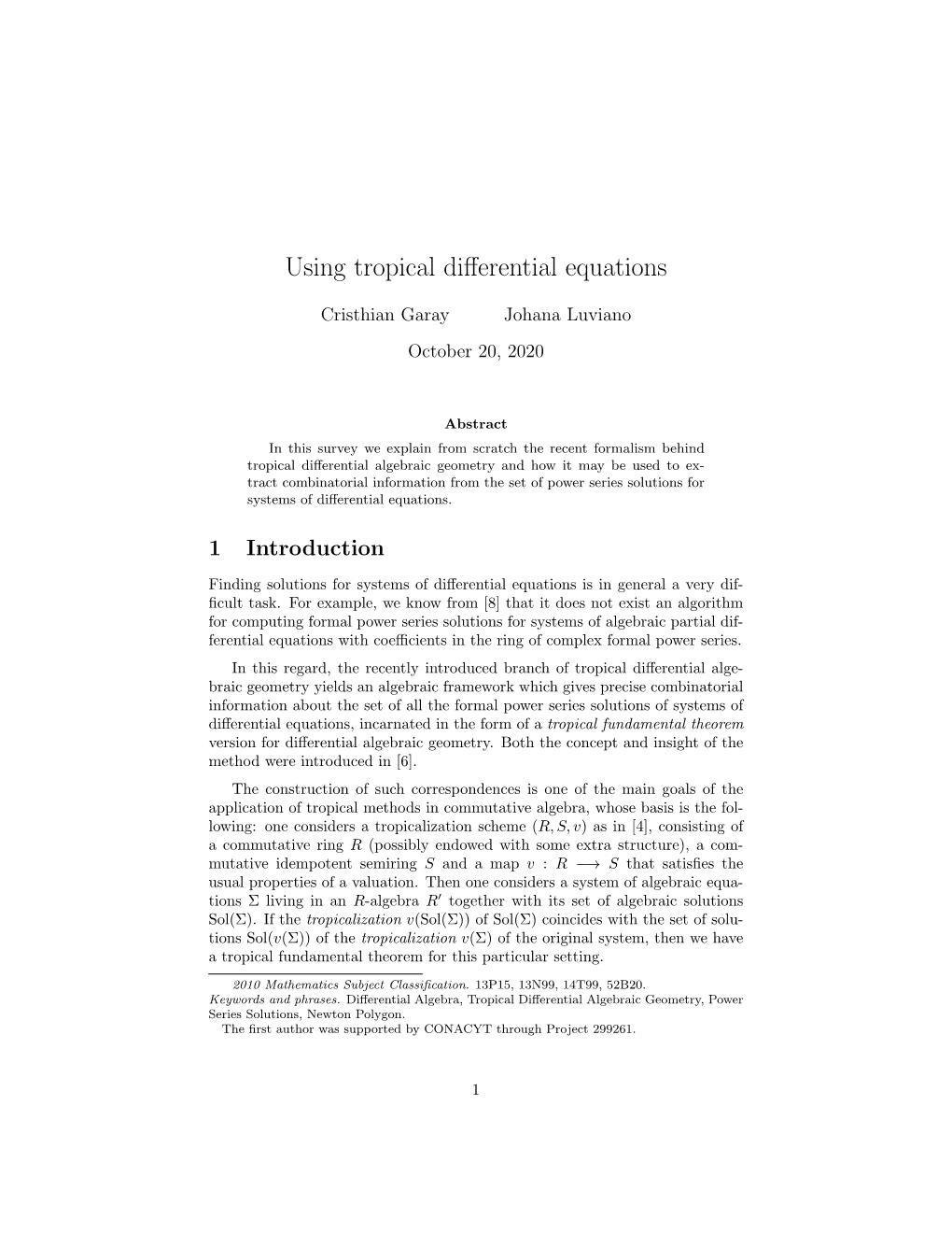 Using Tropical Differential Equations