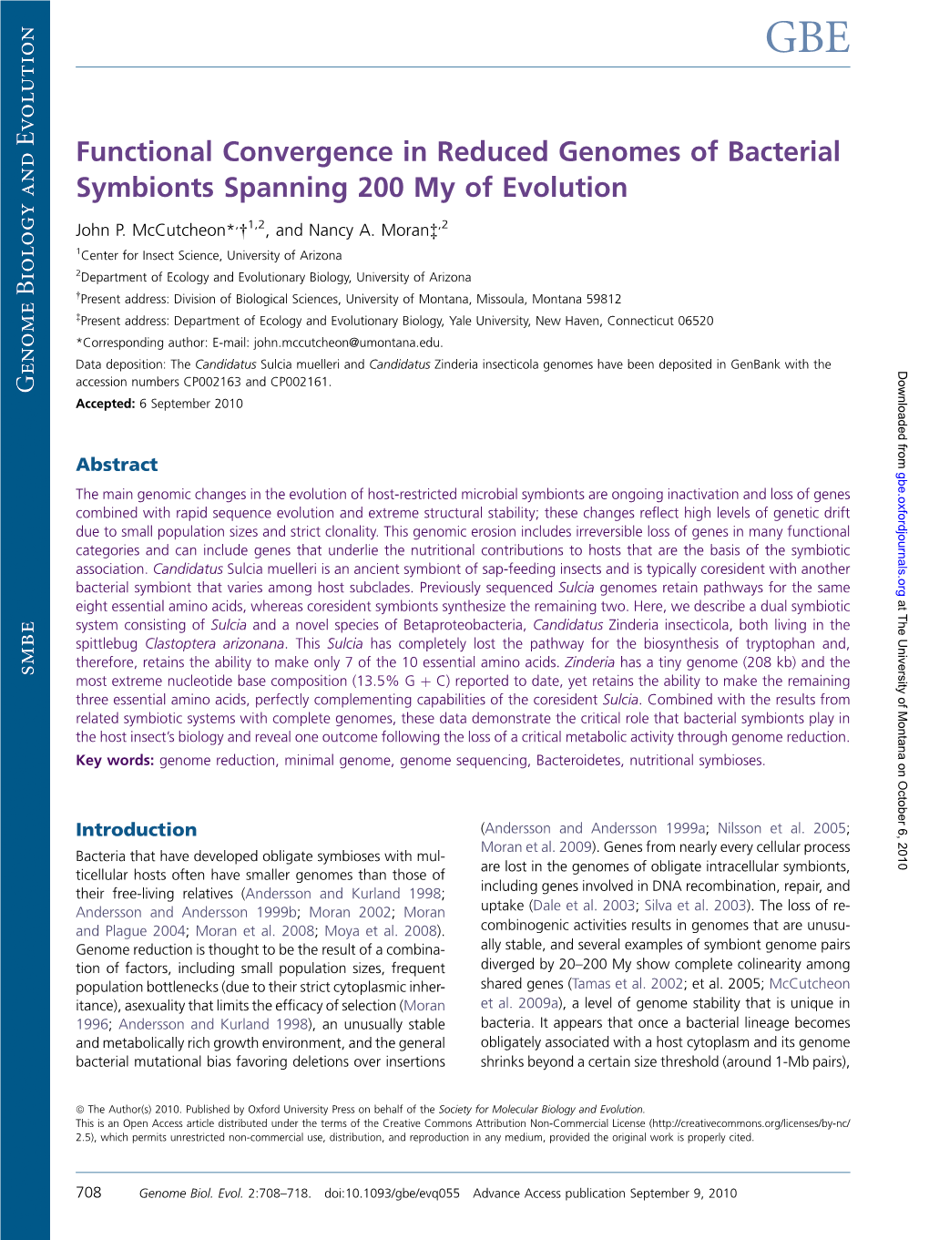 Functional Convergence in Reduced Genomes of Bacterial Symbionts Spanning 200 My of Evolution