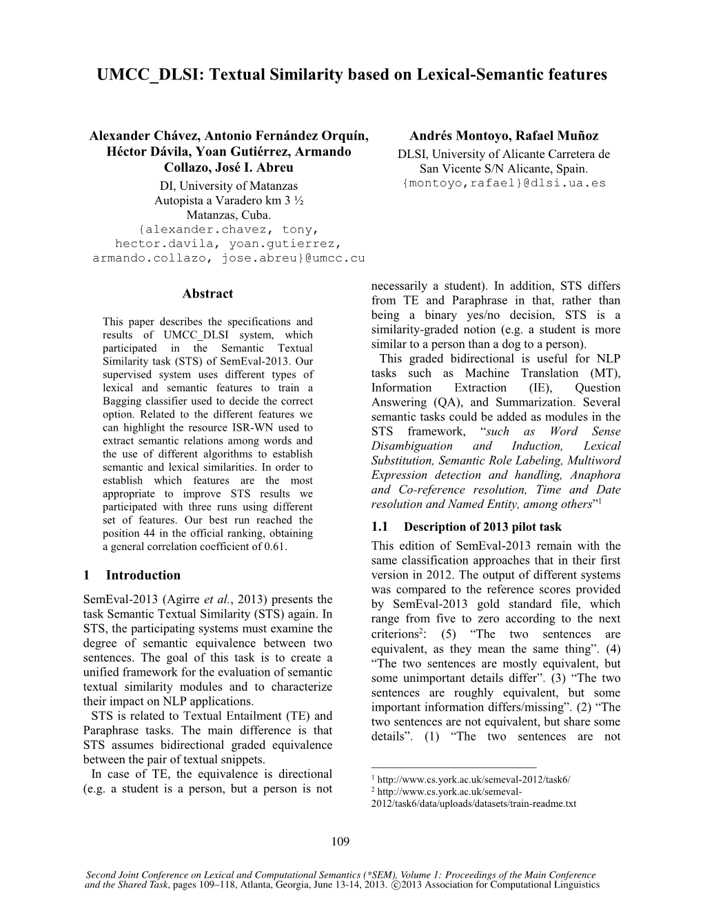 UMCC DLSI: Textual Similarity Based on Lexical-Semantic Features