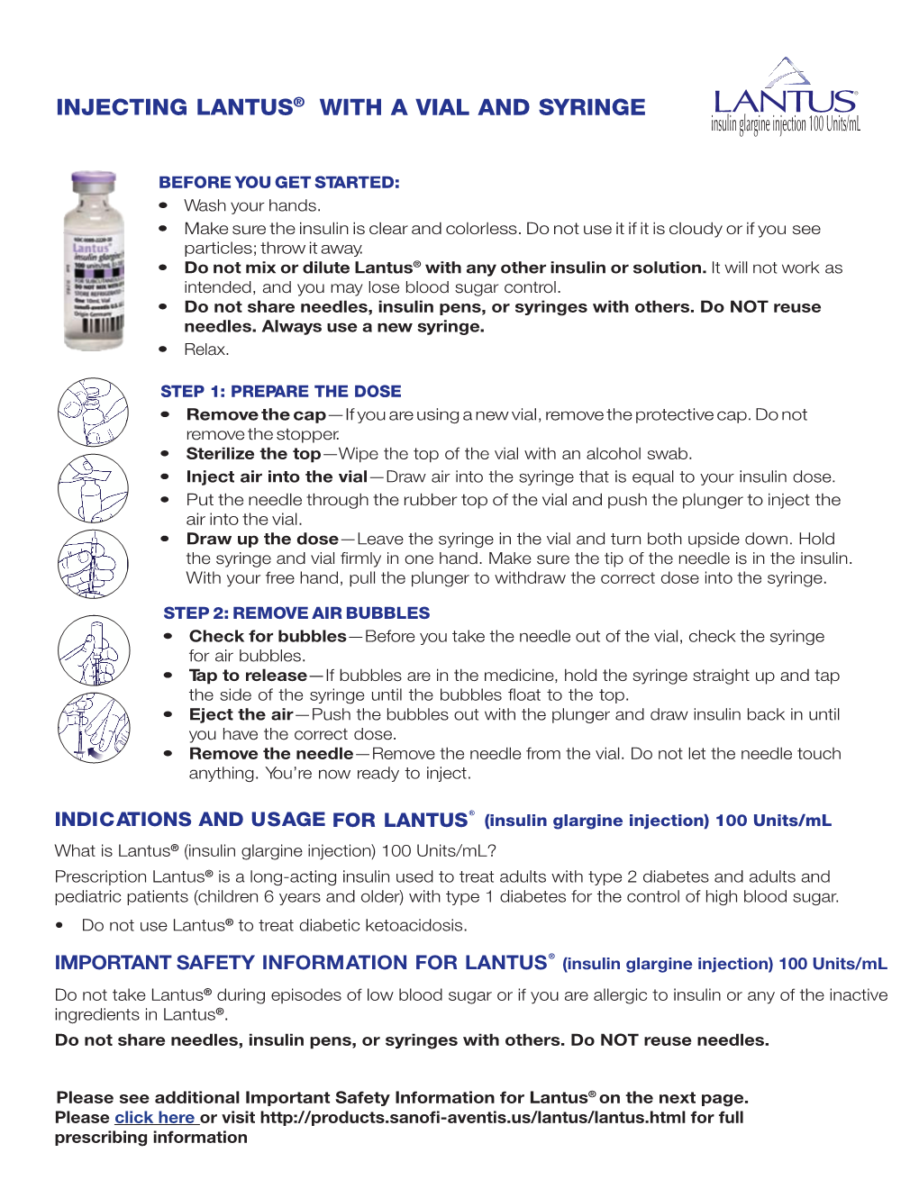 Injecting with a Vial and Syringe | Lantus (Insulin Glargine Injection)