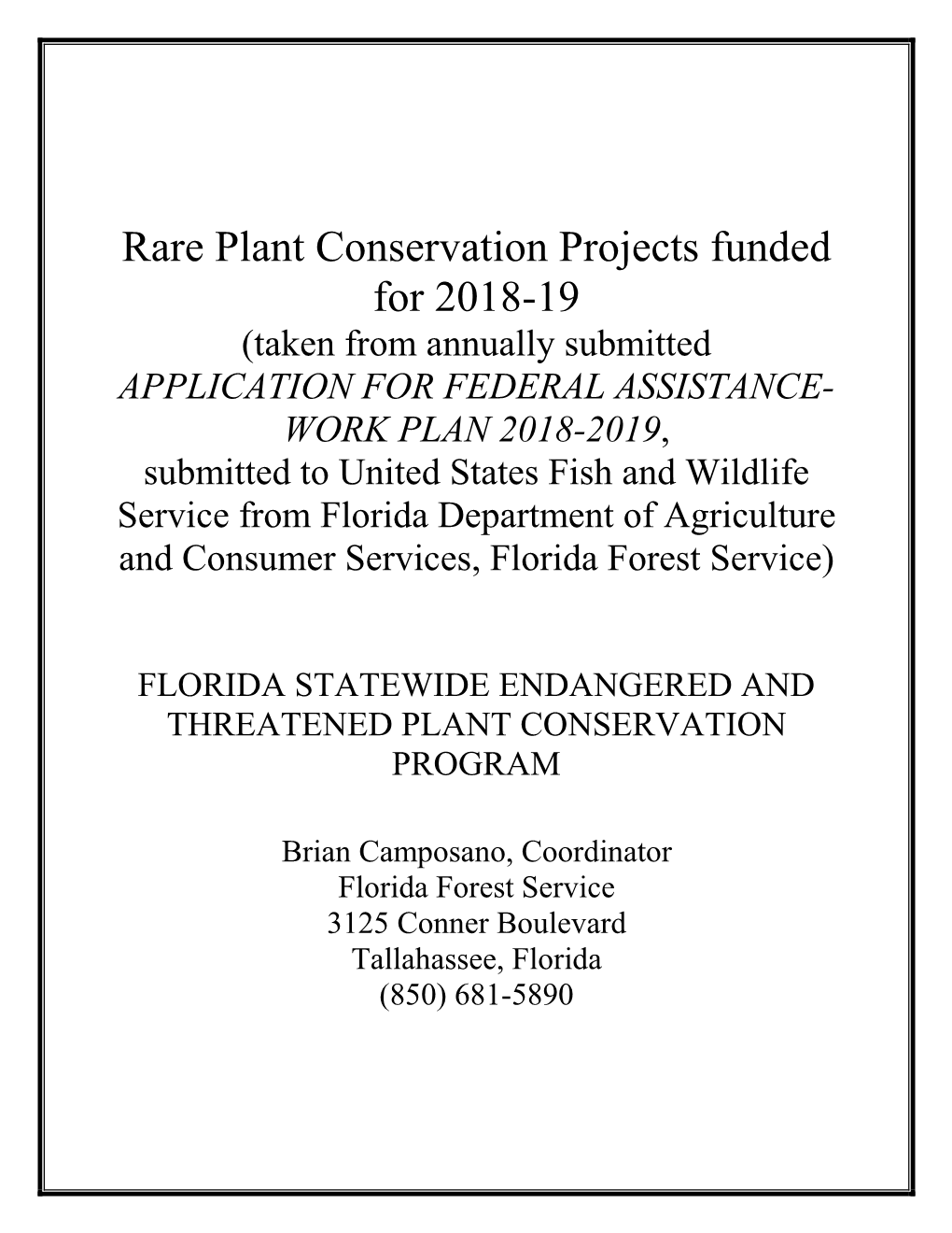 Rare Plant Conservation Projects Funded for 2018