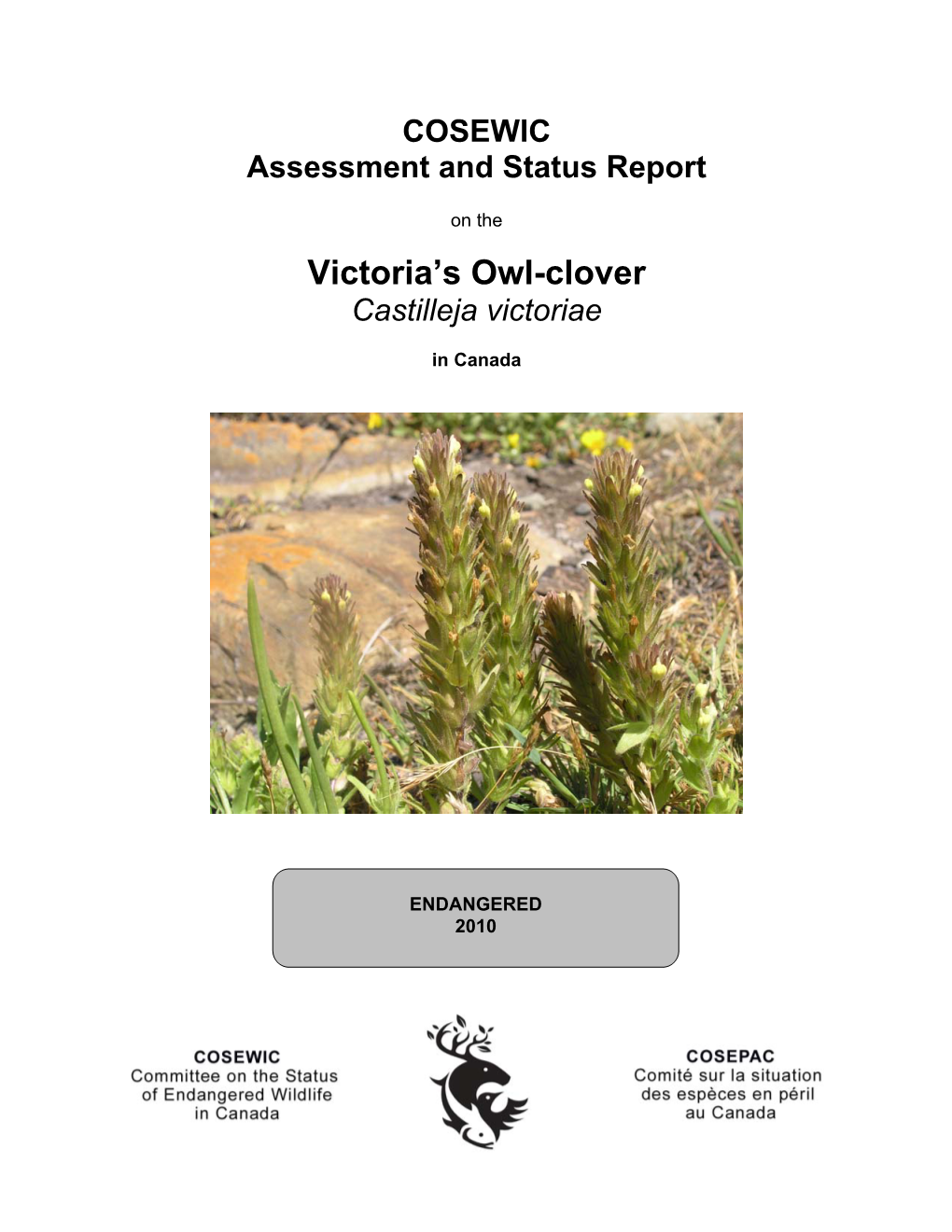 COSEWIC Assessment and Status Report on the Victoria Owl-Clover In