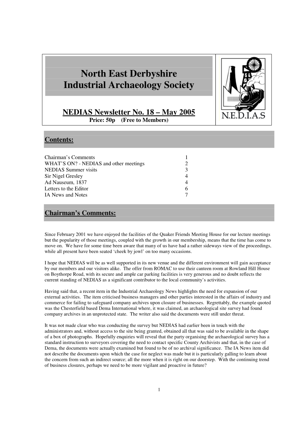 North East Derbyshire Industrial Archaeology Society