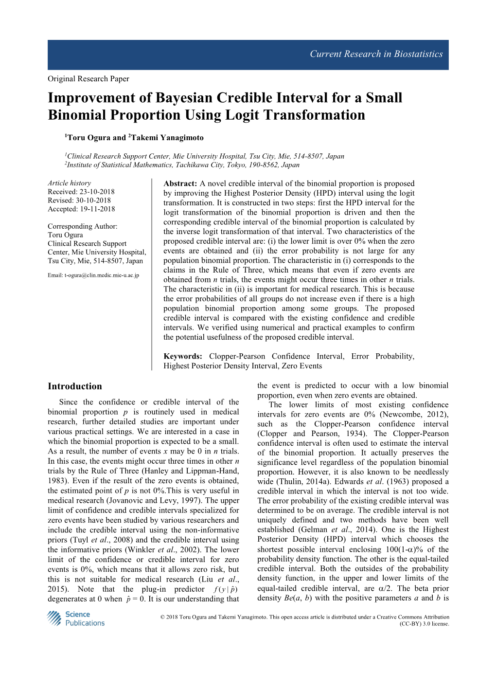 Improvement of Bayesian Credible Interval for a Small Binomial Proportion Using Logit Transformation