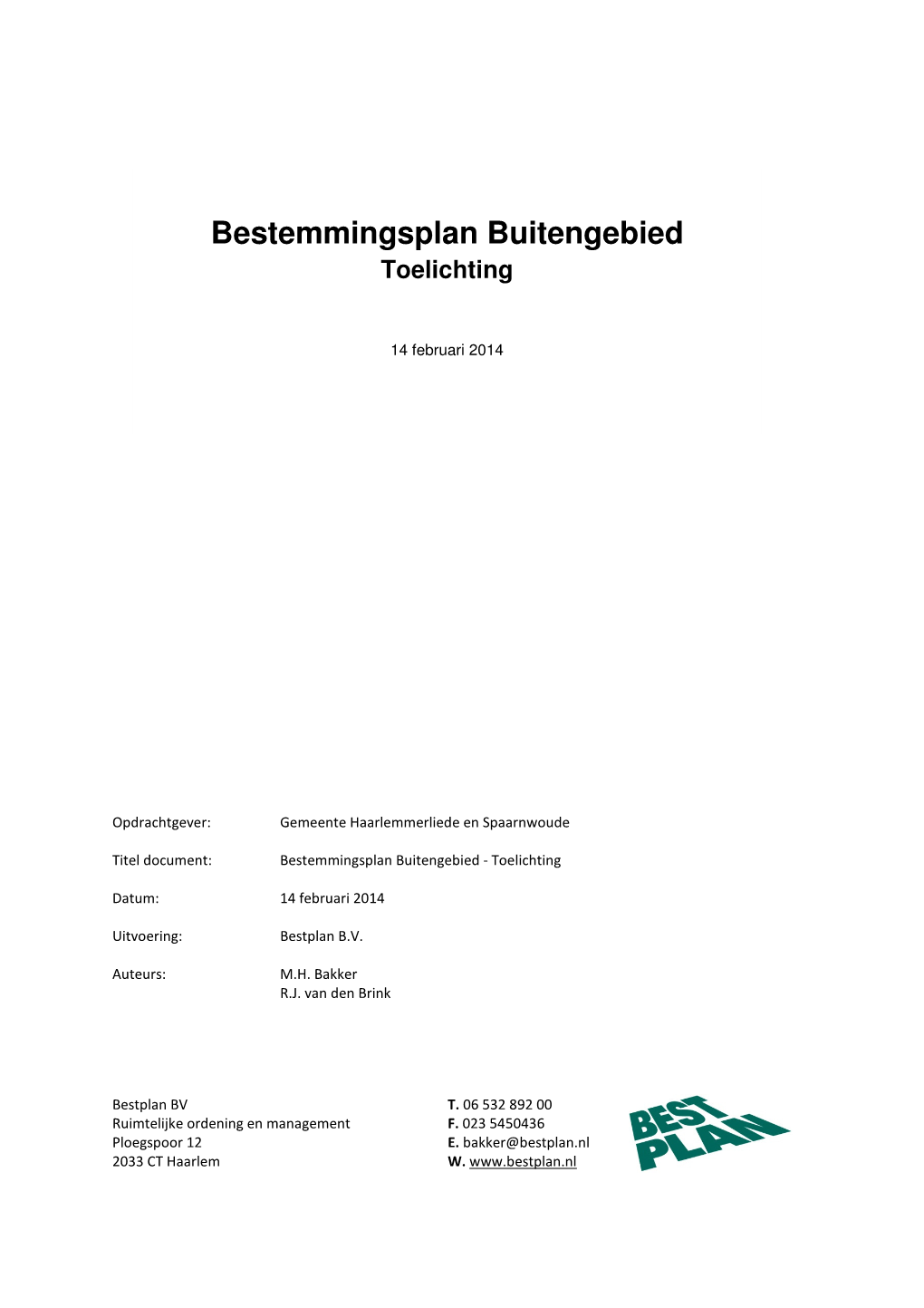 Bestemmingsplan Buitengebied Toelichting