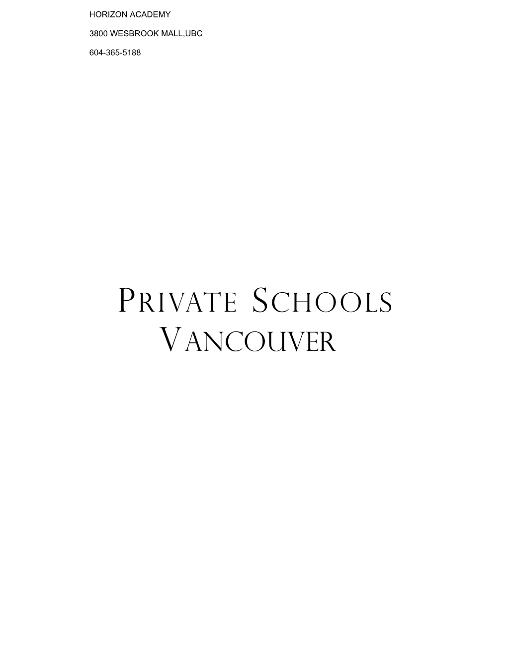 Private Schools Vancouver