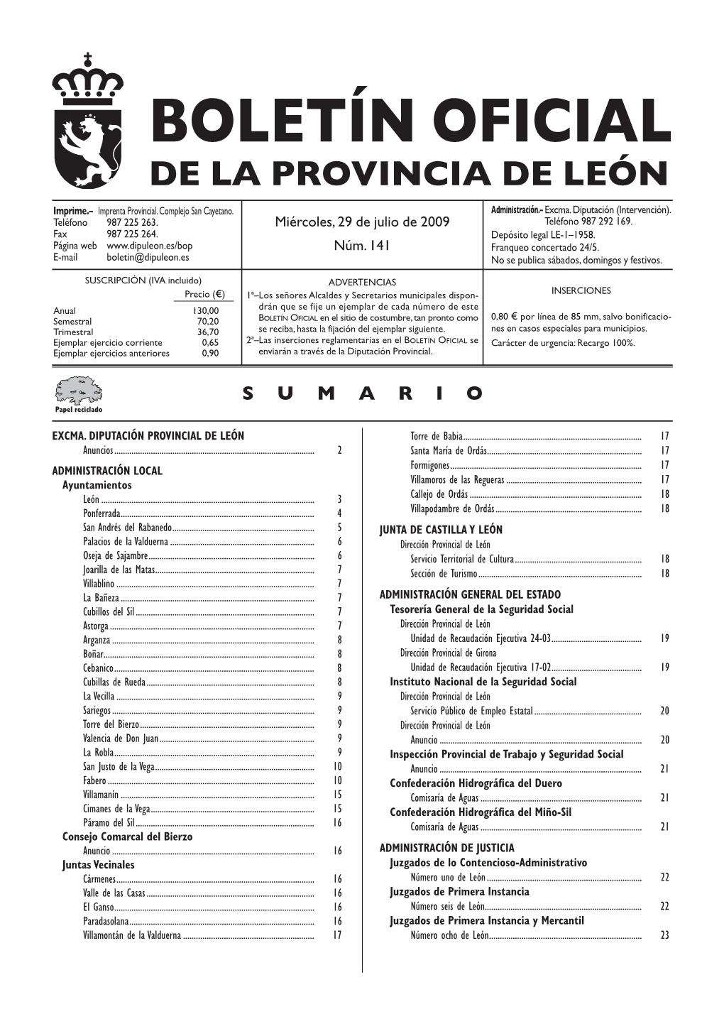 BOLETÍN OFICIAL DE LA PROVINCIA DE LEÓN Imprime.– Imprenta Provincial