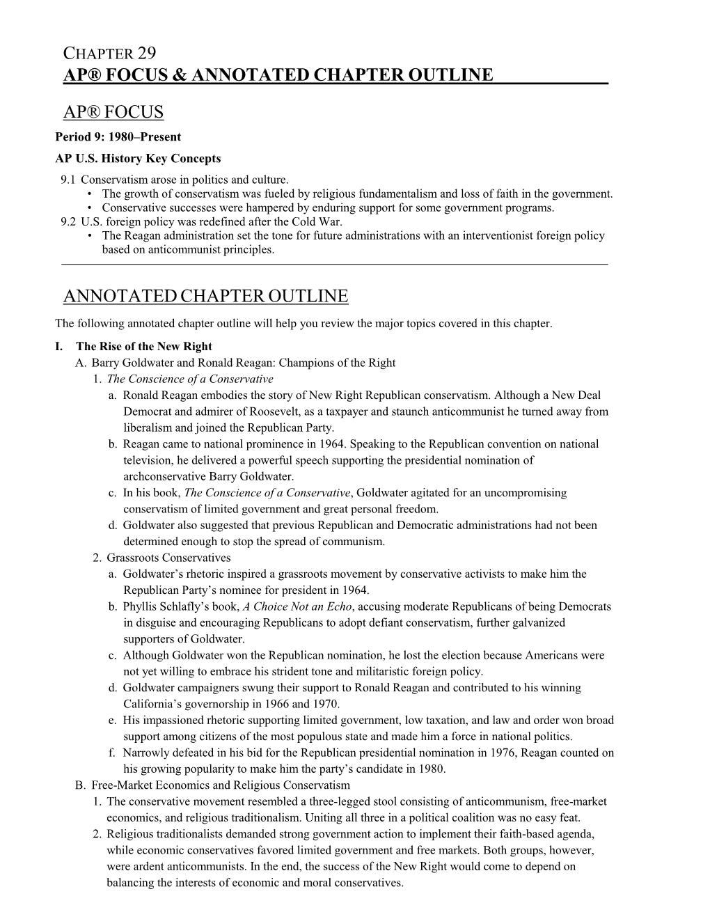 Chapter 29 Ap® Focus & Annotated Chapter Outline