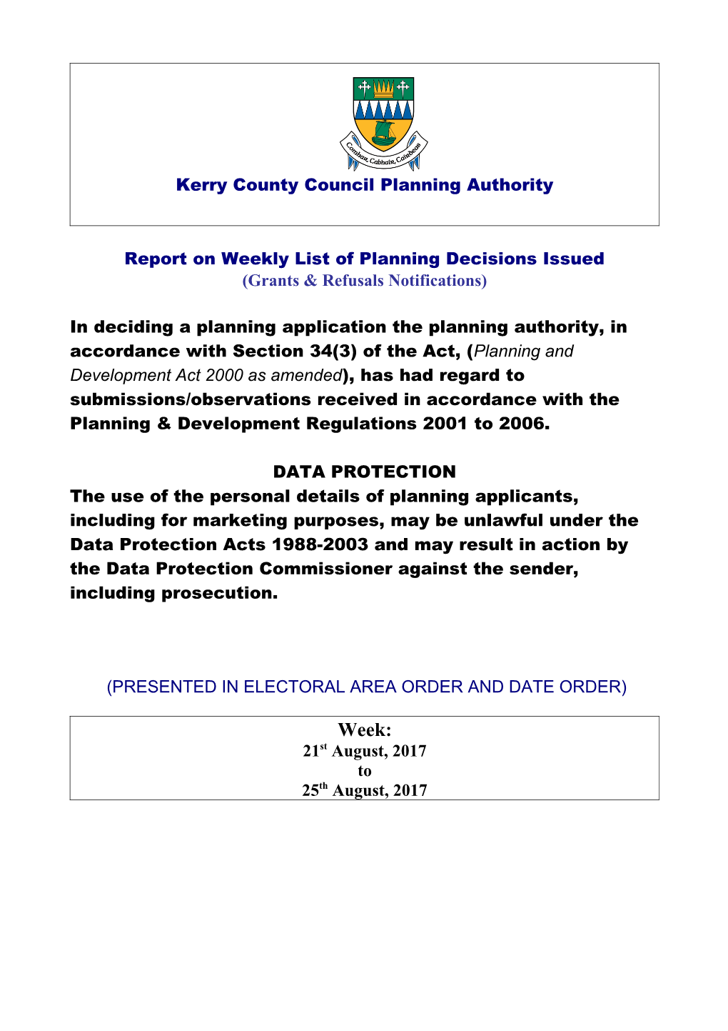 Kerry County Council Planning Authority