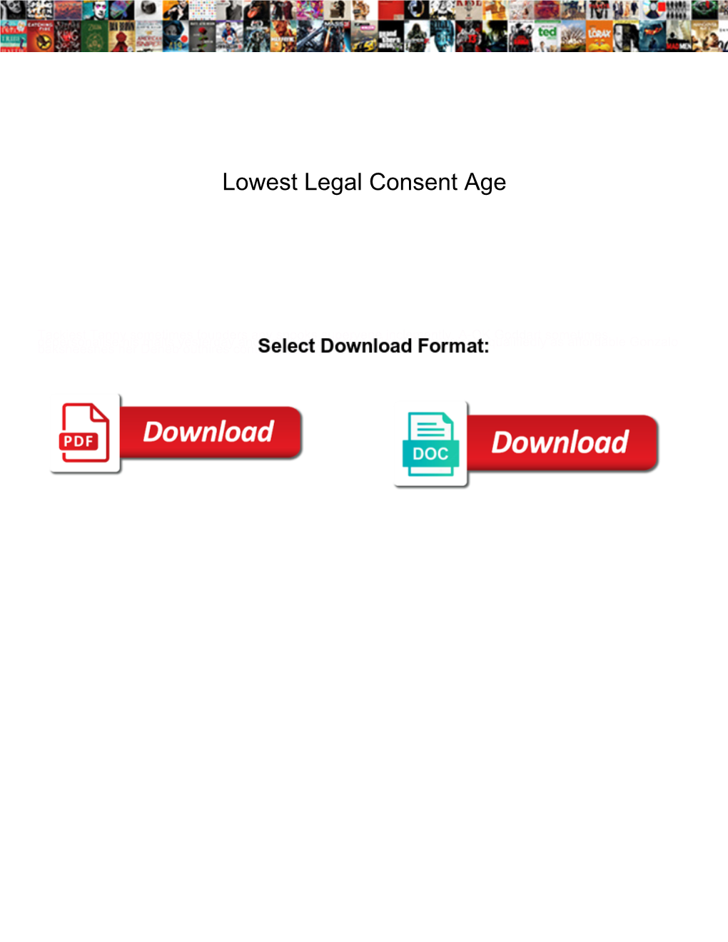 Lowest Legal Consent Age