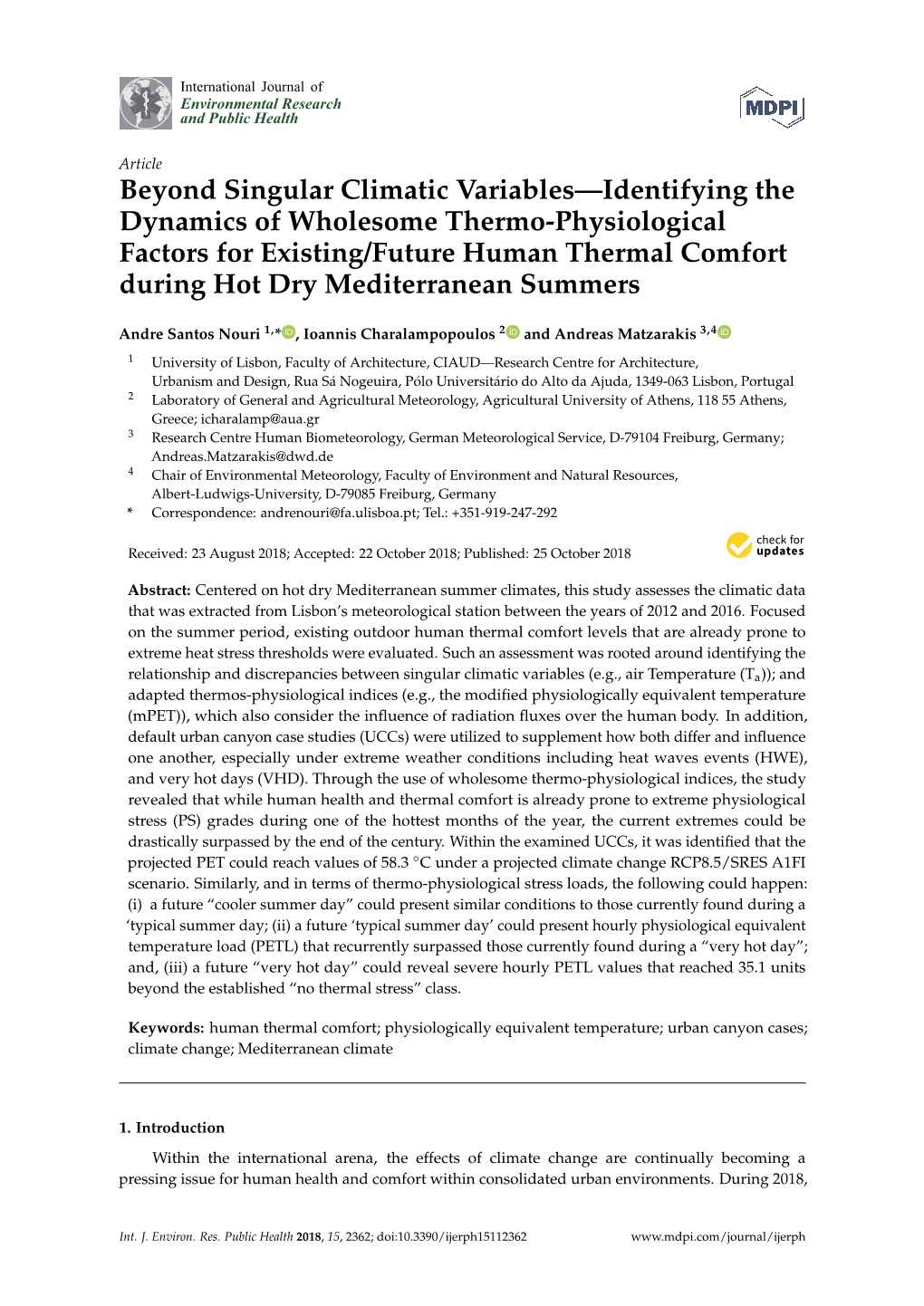 Beyond Singular Climatic Variables—Identifying the Dynamics Of