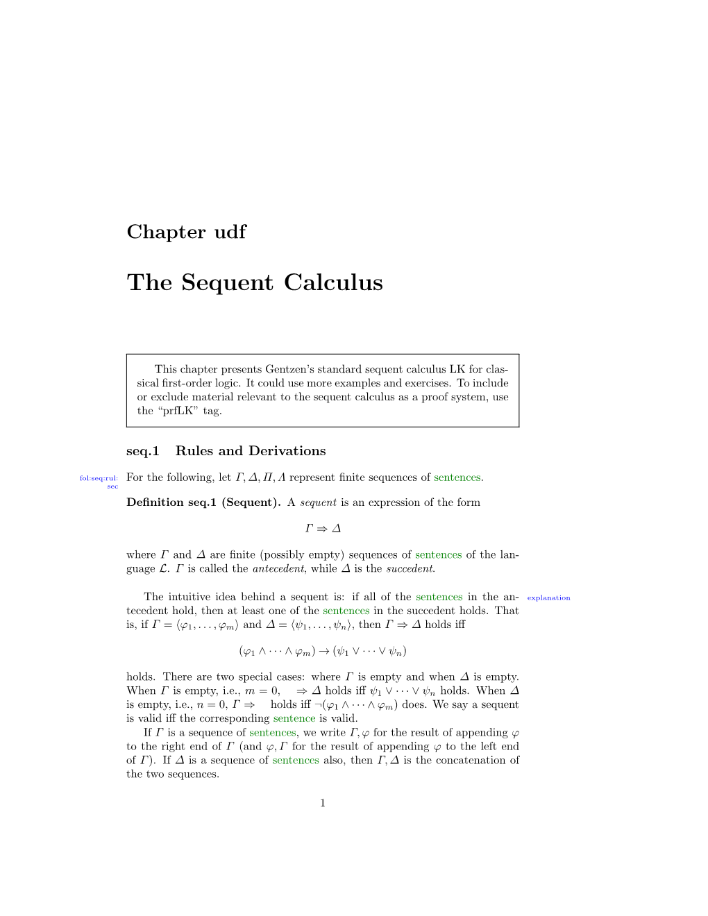 The Sequent Calculus