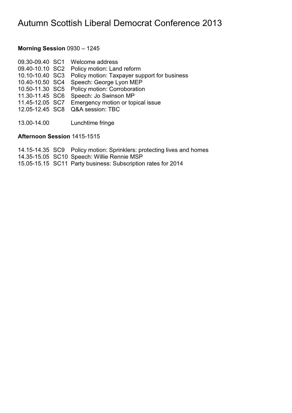 Autumn Scottish Liberal Democrat Conference 2013