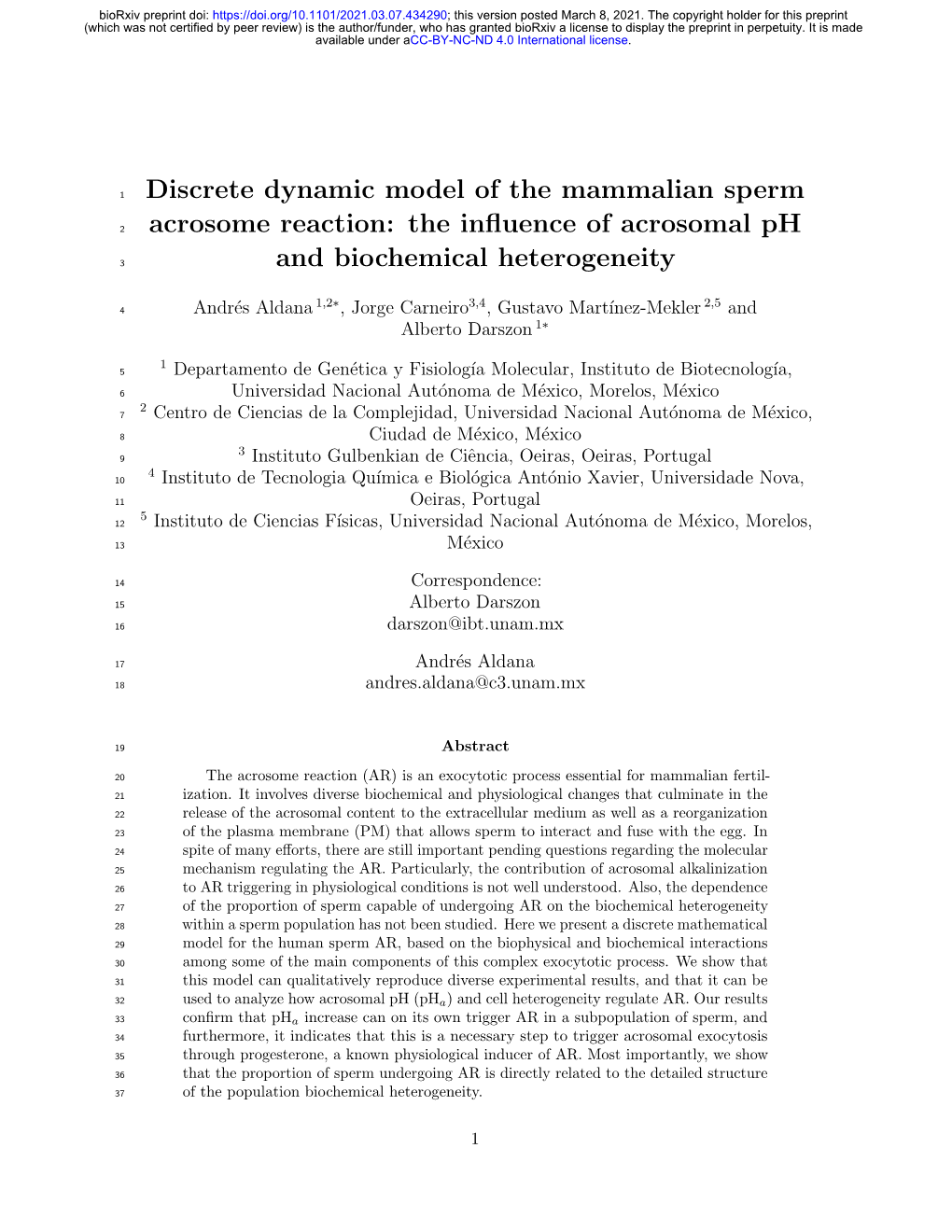 Discrete Dynamic Model of the Mammalian Sperm Acrosome Reaction