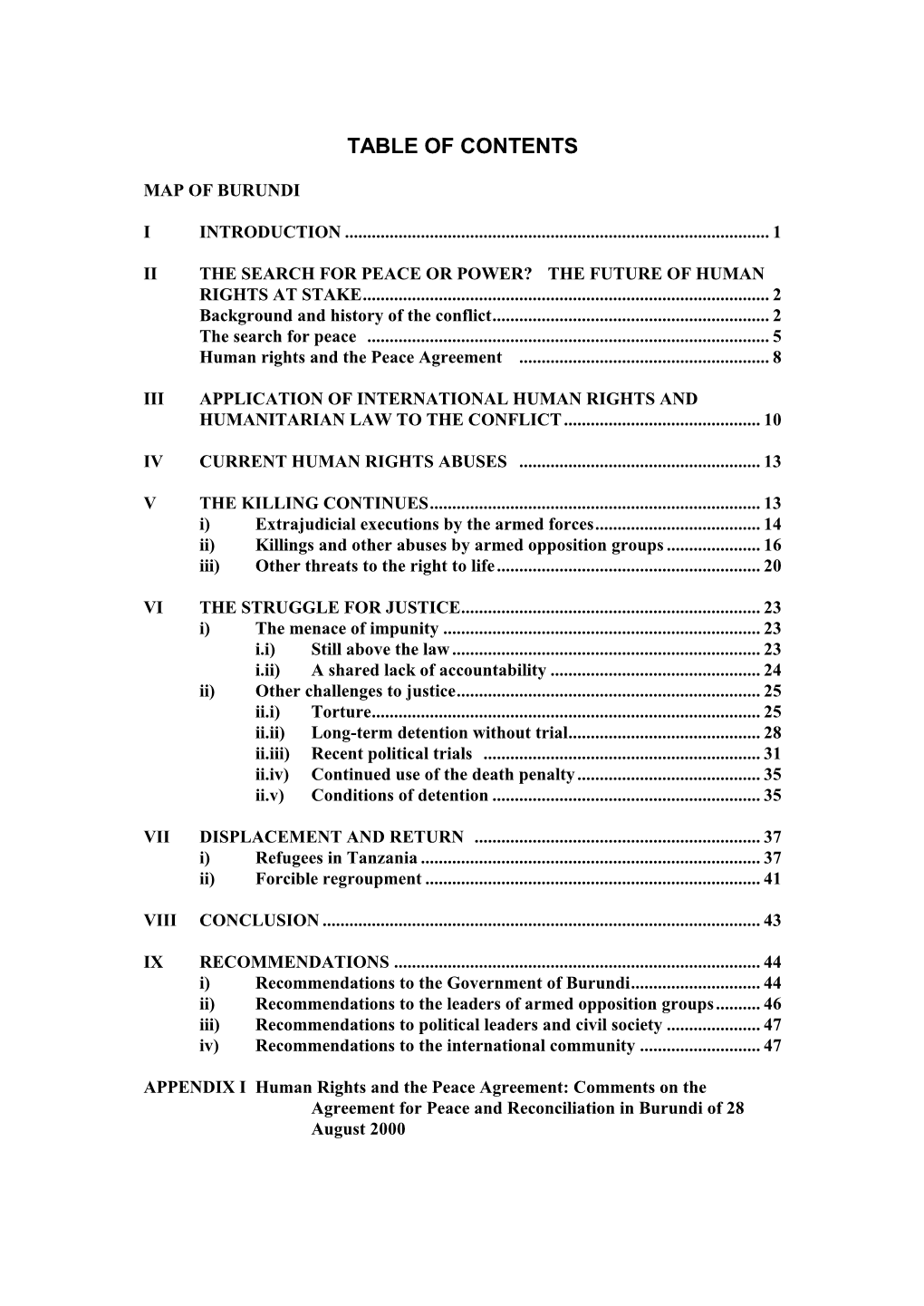 Table of Contents