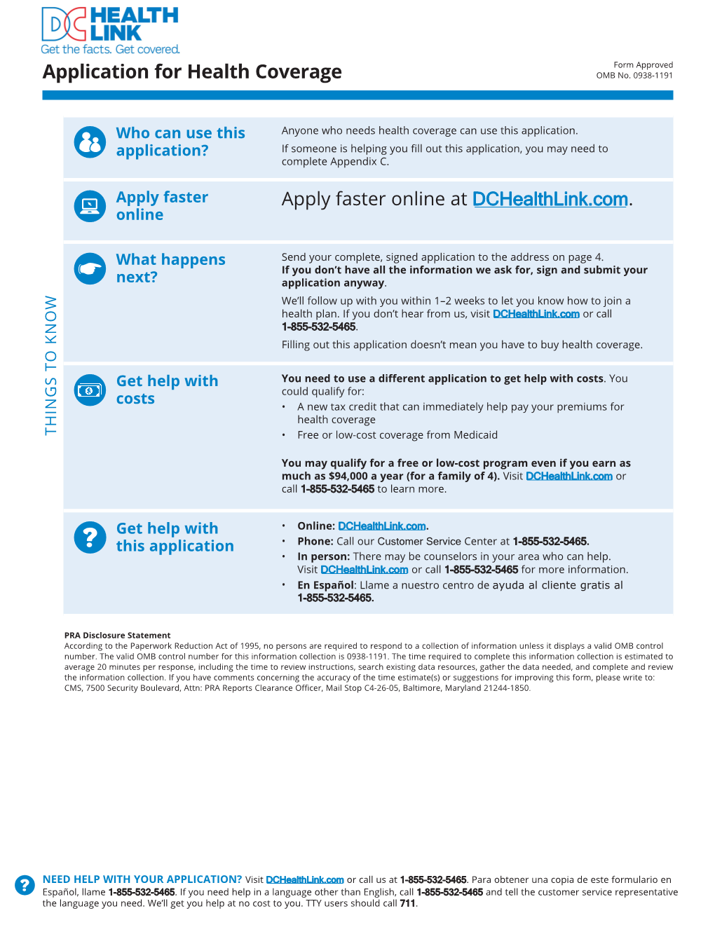 Application for Health Coverage Apply Faster Online at Dchealthlink.Com