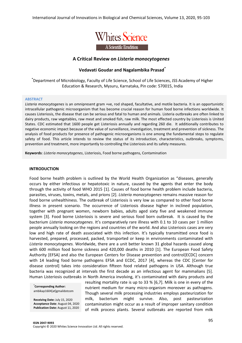 A Critical Review on Listeria Monocytogenes