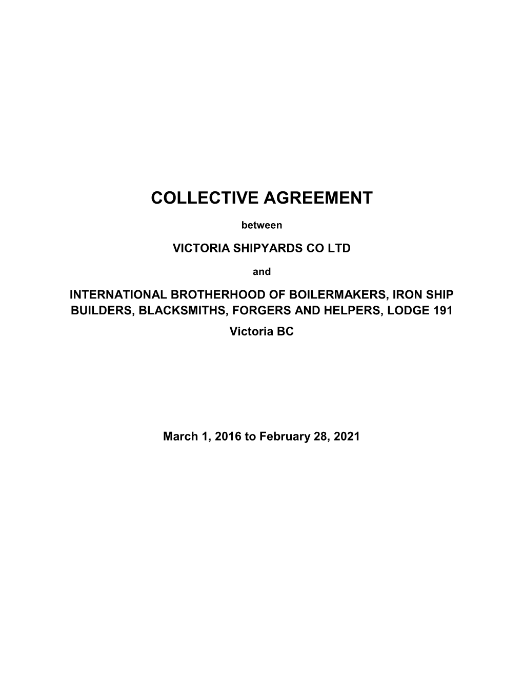 Victoria Shipyards Collective Agreement