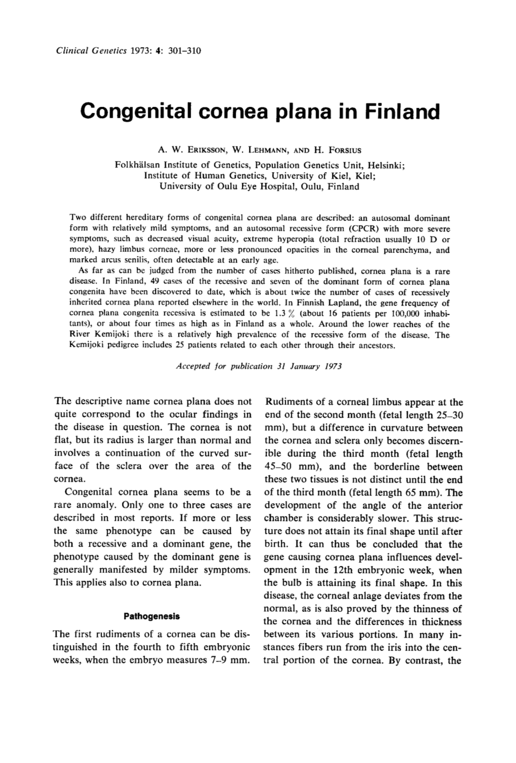 Congenital Cornea Plana in Finland