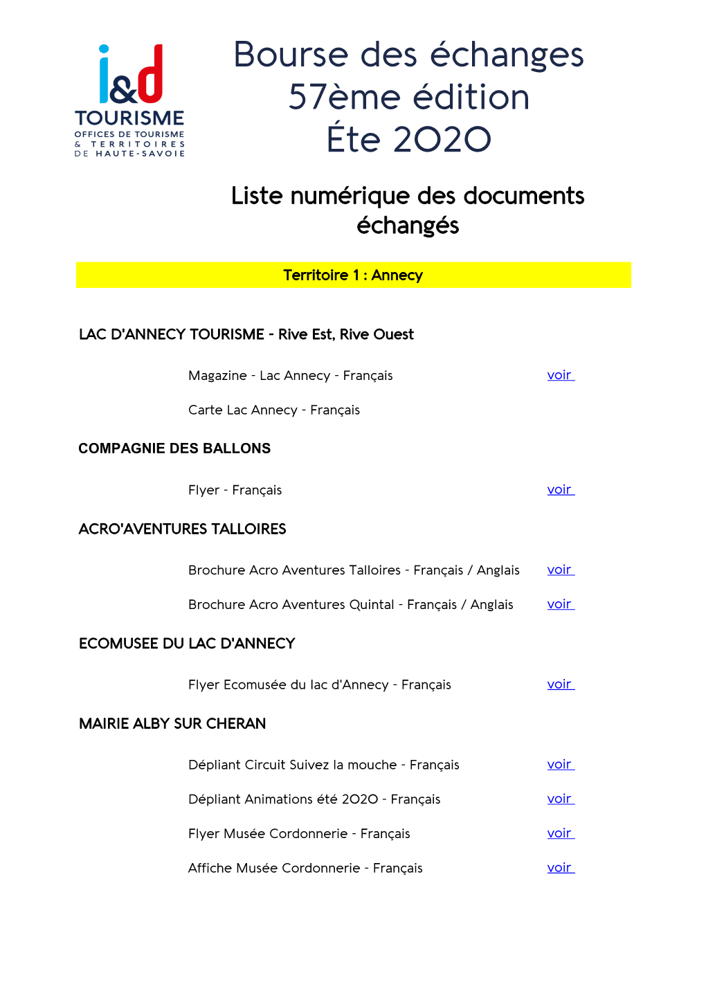 Liste Des Documentations Proposées