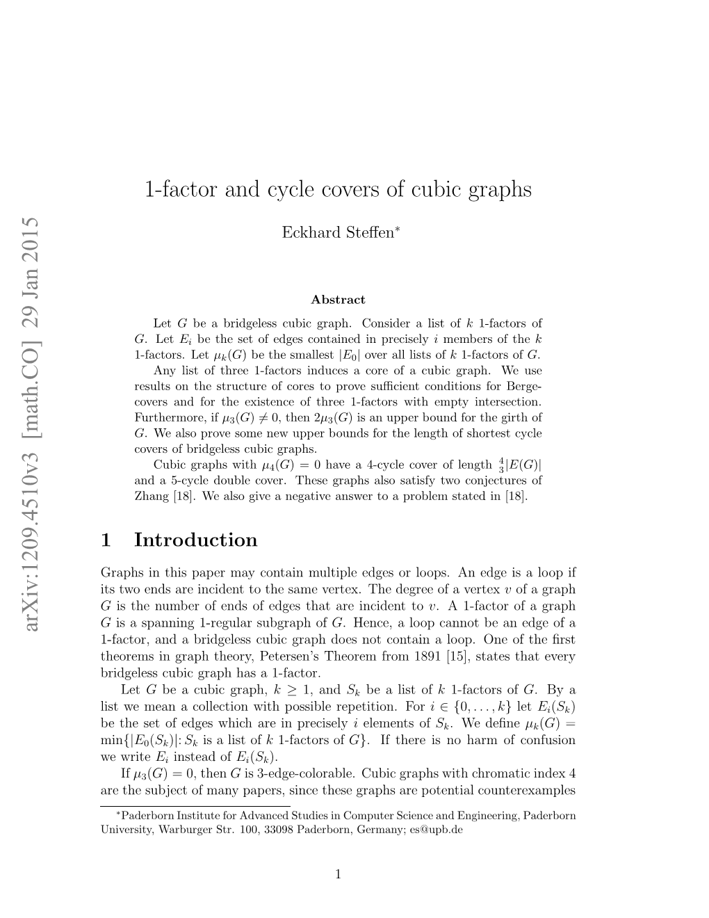 1-Factor and Cycle Covers of Cubic Graphs