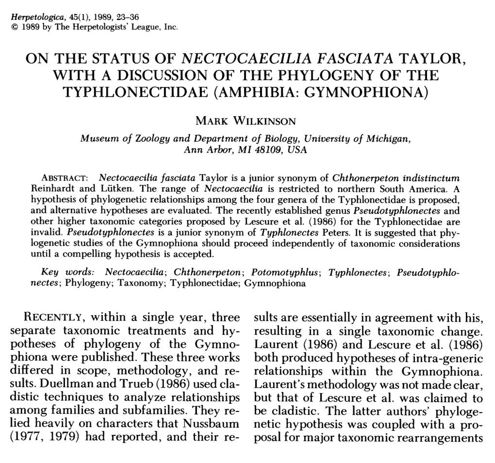 Amphibia: Gymnophiona)